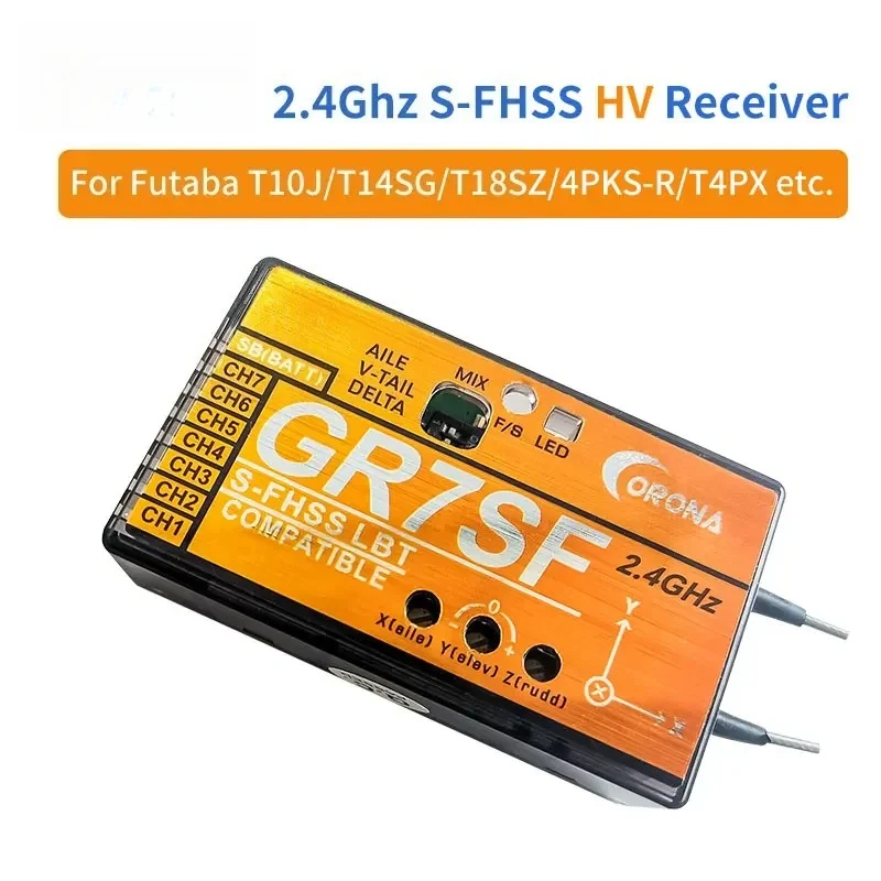GR7SF 2.4GHz S-FHSS Match Stable Signal Dual Antenna Receiver for Futaba T6J T8J T10J T14SG RC Airplane Fixwing DIY Parts