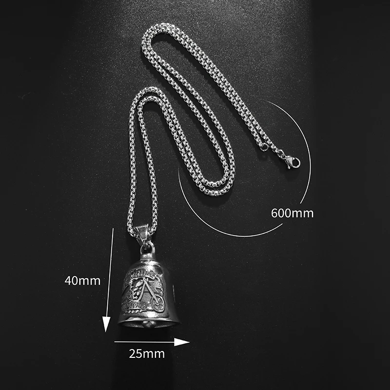 Collier pendentif cloche vintage pour homme, motif de motard, personnalité de la mode, cloche de vélo panoramique, accessoire cadeau