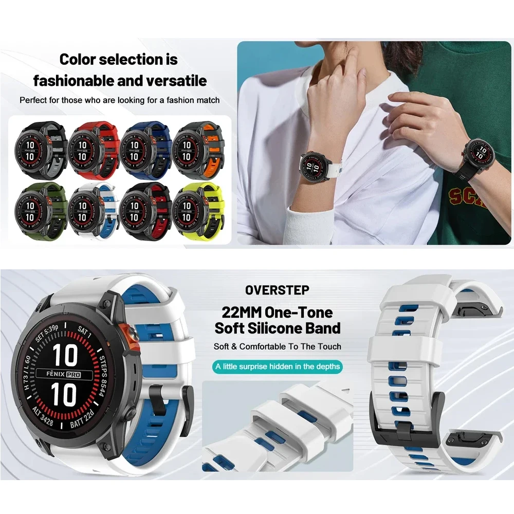 QuickFit 22 مللي متر 26 مللي متر سيليكون حزام ل Garmin Fenix 8 E 7 7X 6 6X 5 5X/Epix Gen 2/Tactix8/Instinct 3 2X سوار معصم رياضي