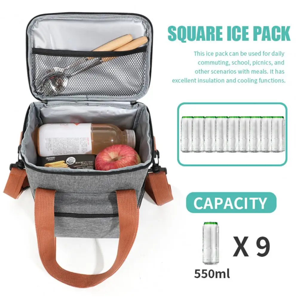 Compact Lunch Container Leakproof Insulated Lunch Bag with Mesh Pockets for Work School Picnic 550ml for Keeping for Camping