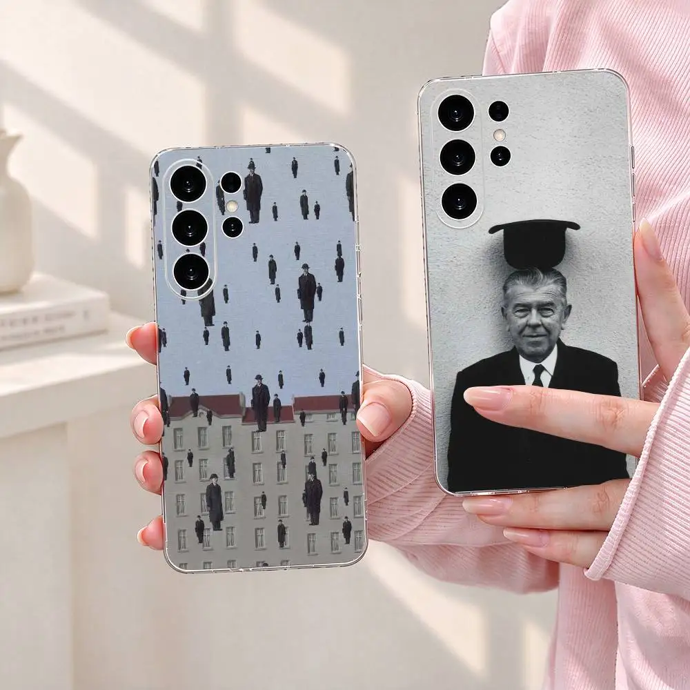 R-Rene Magritte Art  gift Phone Case Transparent Silicone Soft For Samsung S25,S24,S21,S22,S23,S30,Ultra,S20,Plus,Fe