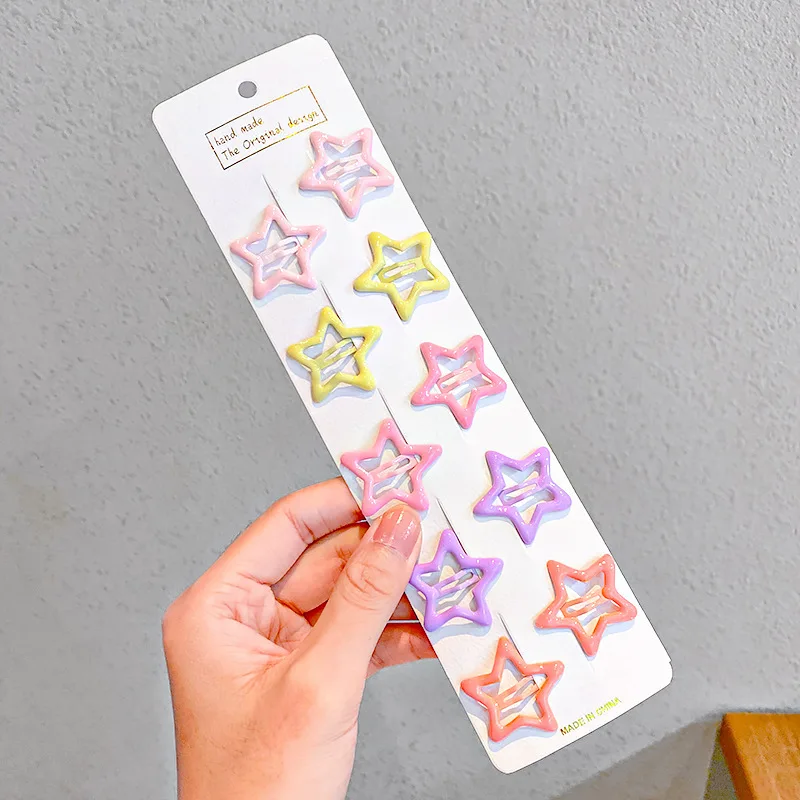 10PCS New Fashion Girls Colorful Star Waterdrop Shape Cute Hairpins Kids Sweet Hair Ornament Clip Barrettes Hair Accessories