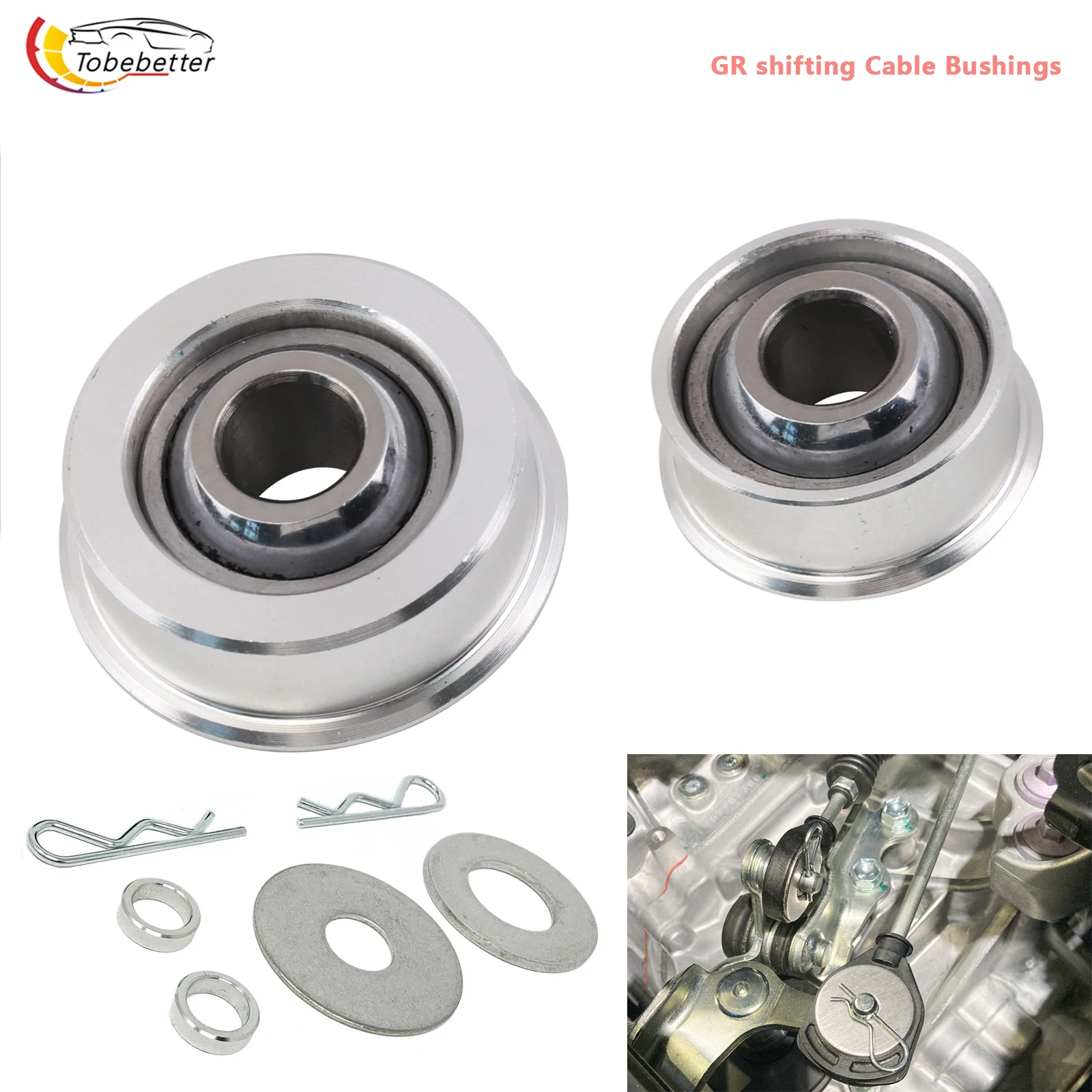 

Upgraded Torque Solution Billet Spherical Shifter Cable Bushings for 2013+ Toyota GR Corolla reduce shifter effort and increase