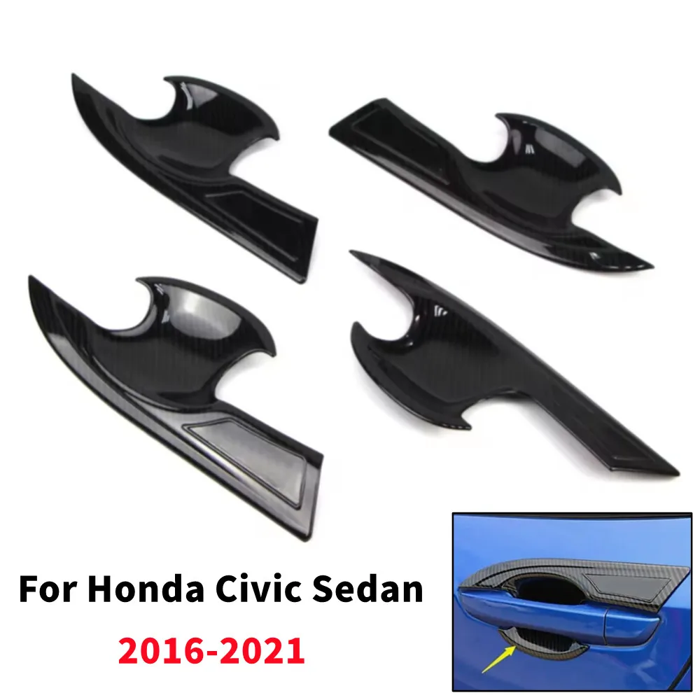 

1 Set For Honda Civic 10th Gen 2016-2021 Exterior Door Handle Bowl Cover Frame Trim ABS Protective Sticker Accessories