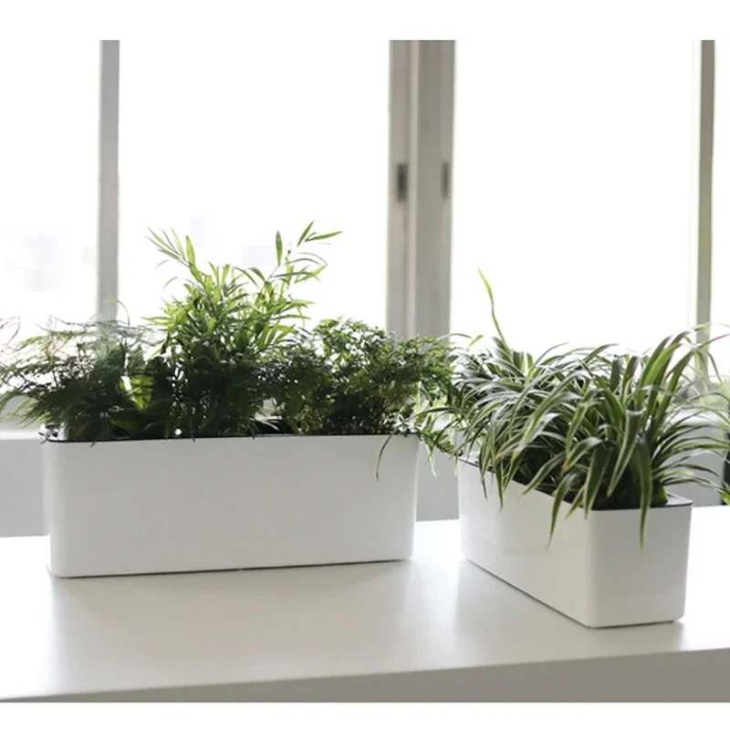 Rectangula Lazy Flower Pot Potted Hydroponic Plastic Flower Pot +Water Level Indicator Automatic Water Absorbing Flower Pot
