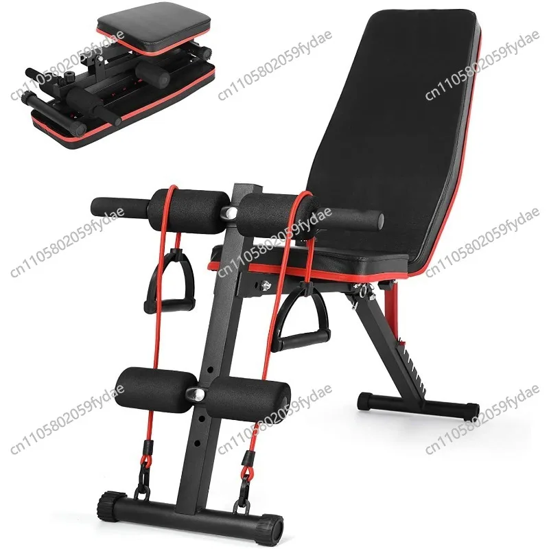 

Folding dumbbell stool Supine board Household dumbbell stool Supine sit-up aid Abdominal device Free installation
