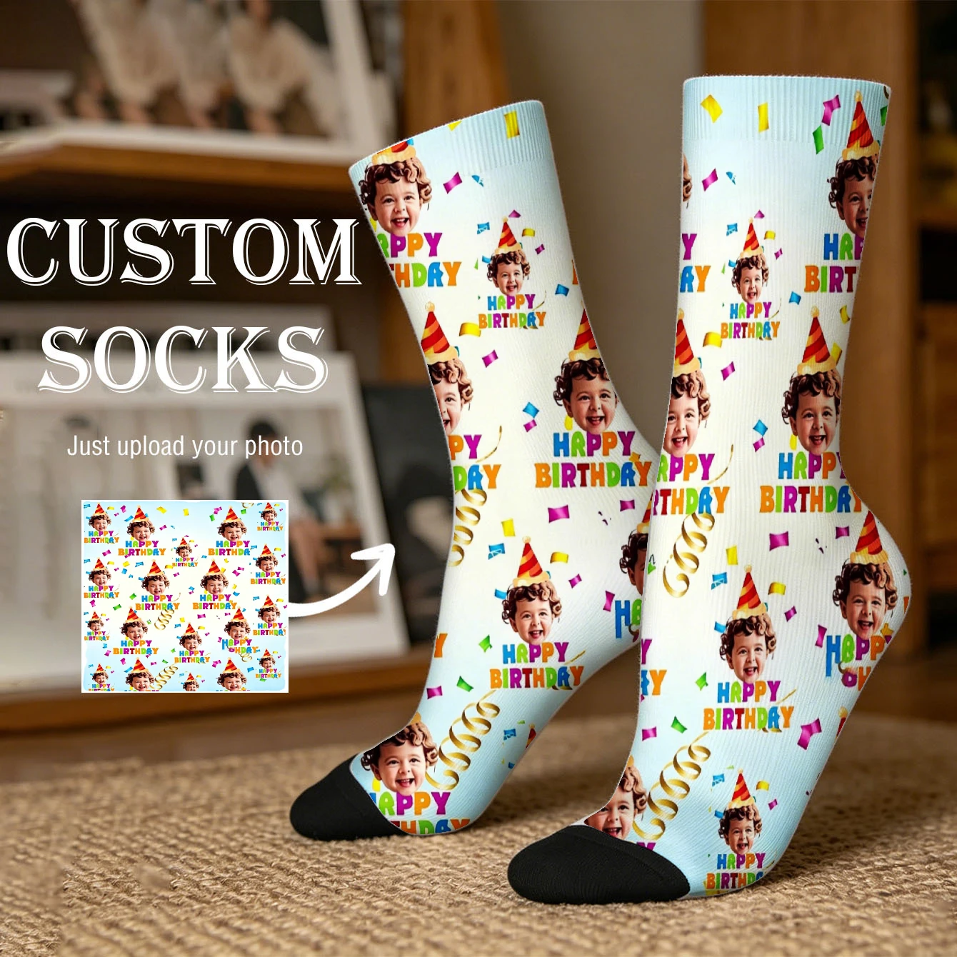 1 Pair of Custom Socks Featuring Stylish Designs with Photos Romantic Gift SocksAnniversary Gifts for Couples Valentine's Day