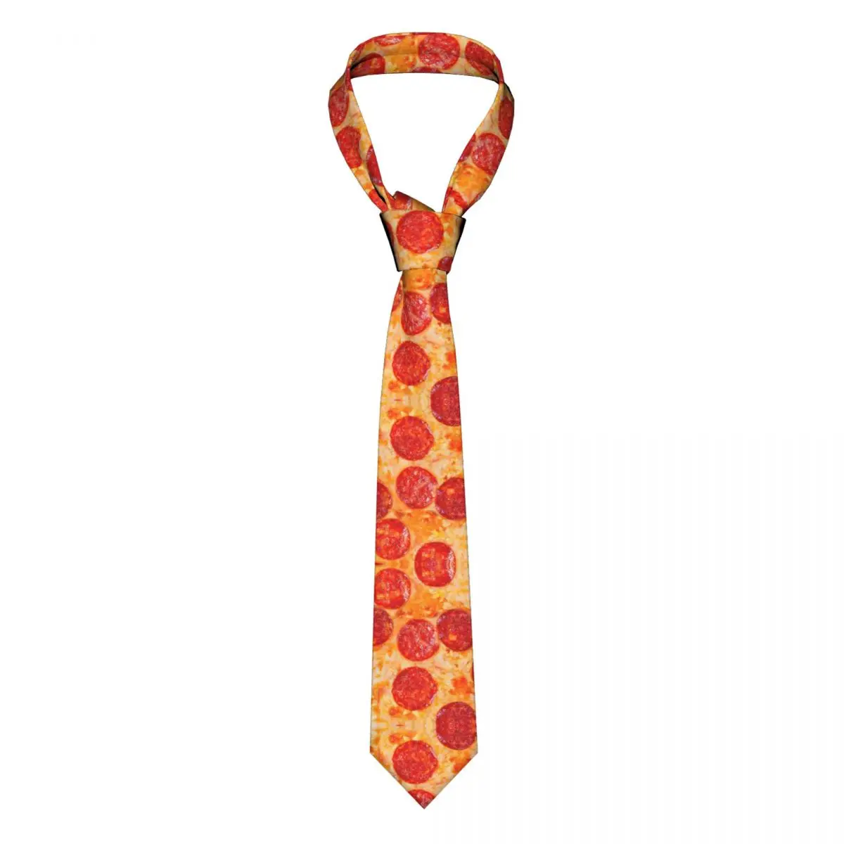 Pepperoni Pizza-Cravates italiennes drôles pour hommes, slim, en polyester, nourriture étroite, accessoires de bureau, 8 cm