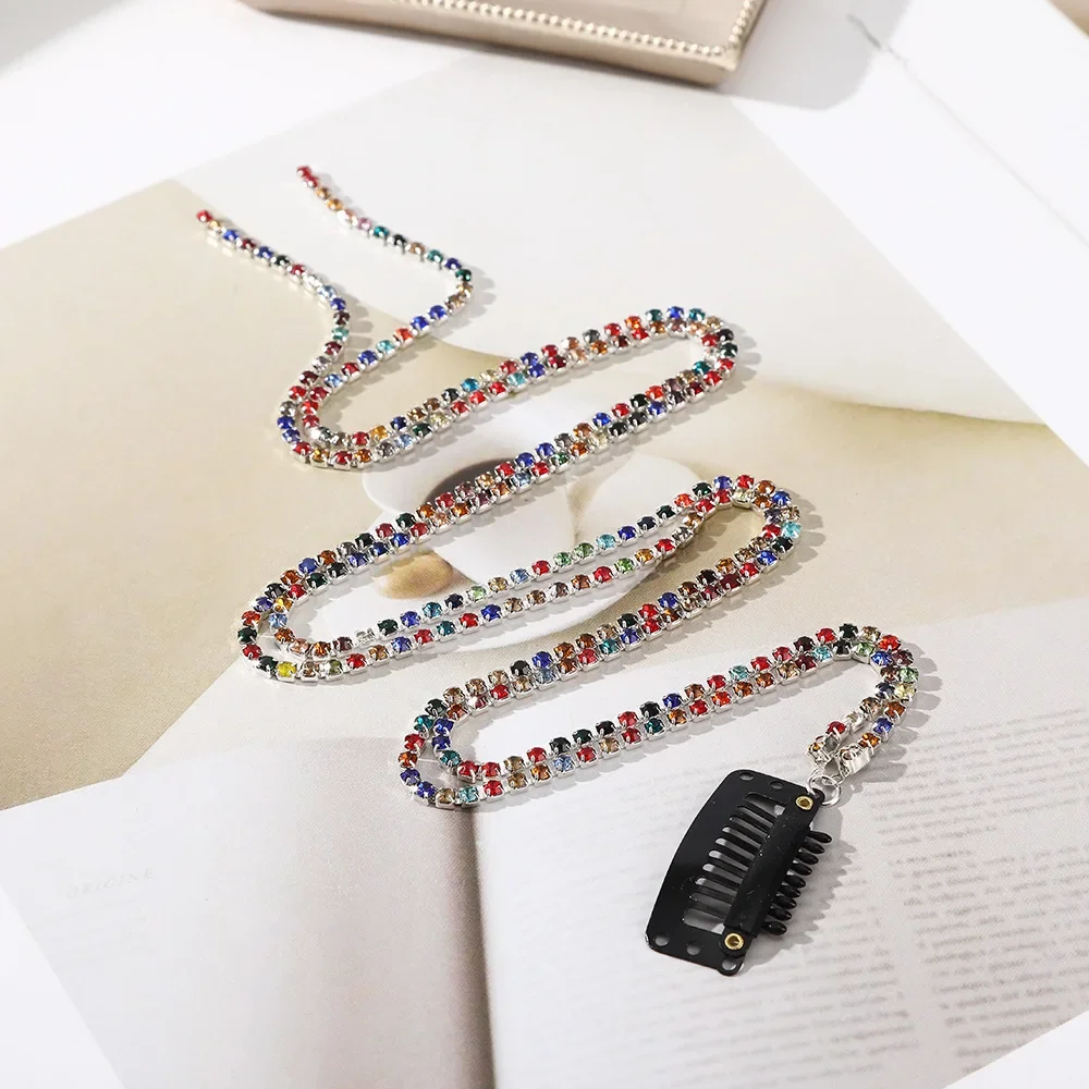 Flash Rhinestone Tassel Braided Hair Clip Korean Temperament Women Girls Hair Accessories Glitter Shiny Chain Hairpins Headdress