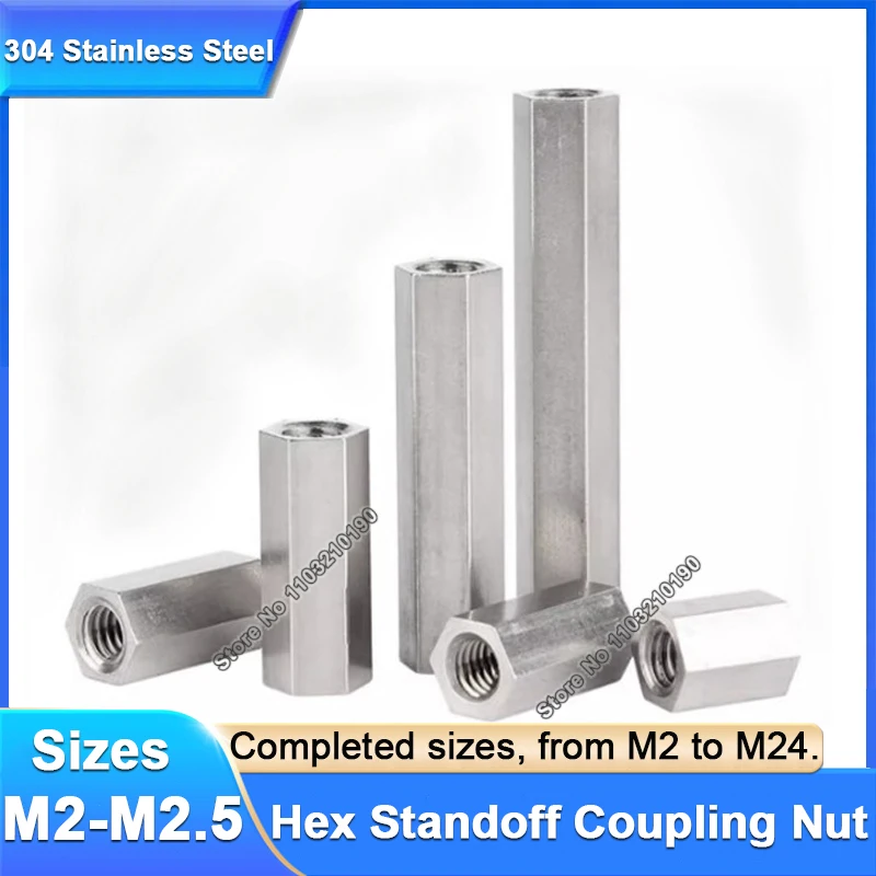 

304 Stainless Steel M2 M2.5 Standoff Rod Long Coupling Nut Hex Nutsert Motherboard Hexagonal Board Rack Mount Pillar Spacer Bolt