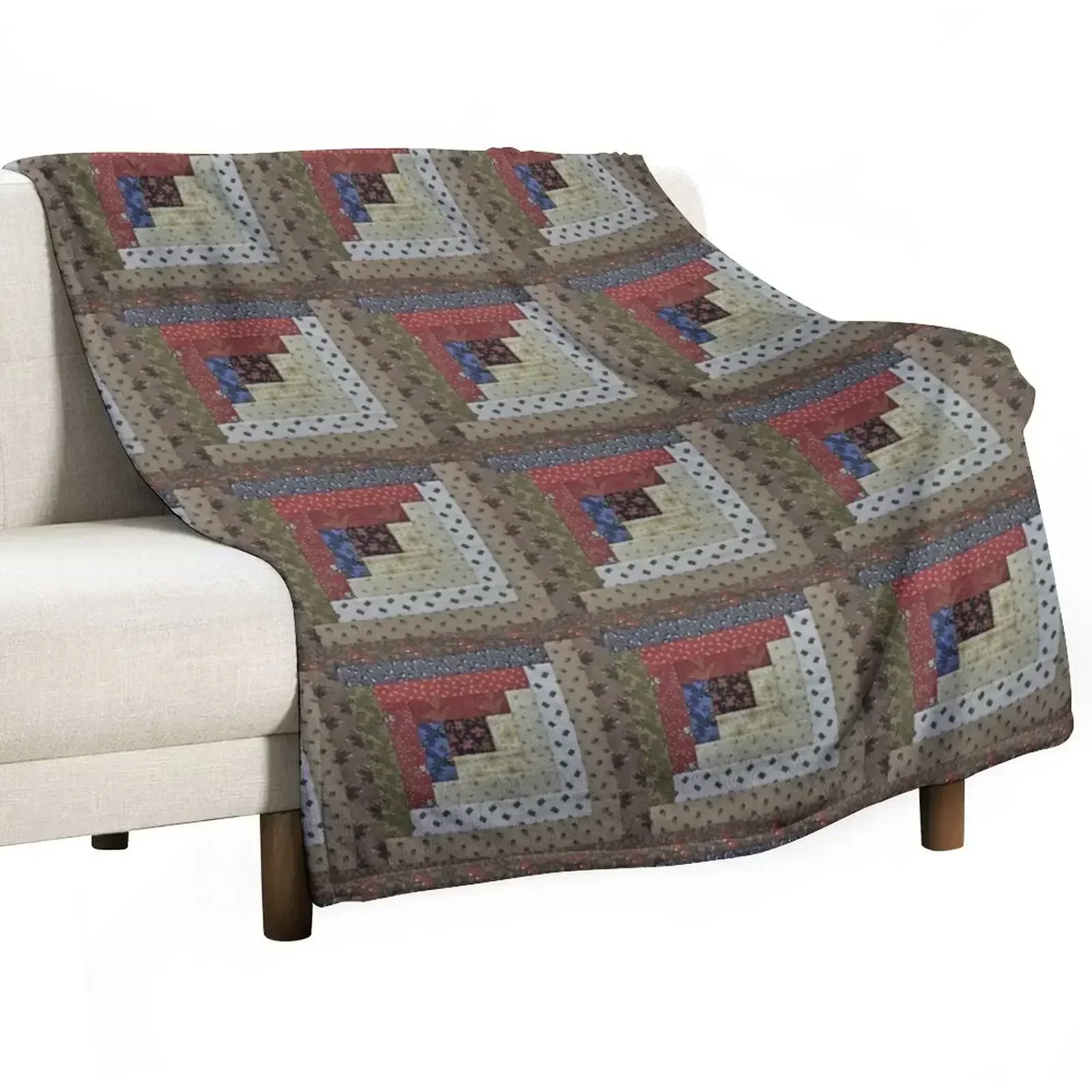 New Vintage Log Cabin Quilt Block Artwork Throw Blanket Soft Plaid on the sofa Travel Camping Fashion Sofas for winter Blankets