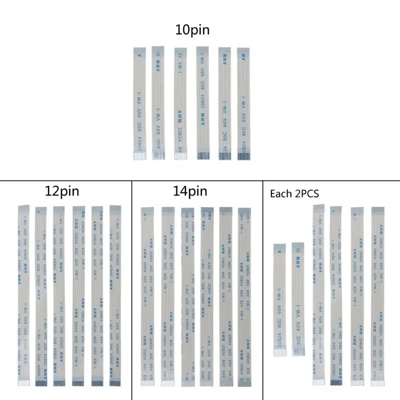 XD99 6PCS สายริบบิ้นสำหรับคอนโทรลเลอร์ 10 Pin 12 Pin 14 Pin ชาร์จ Cable Replacement Repair อะไหล่