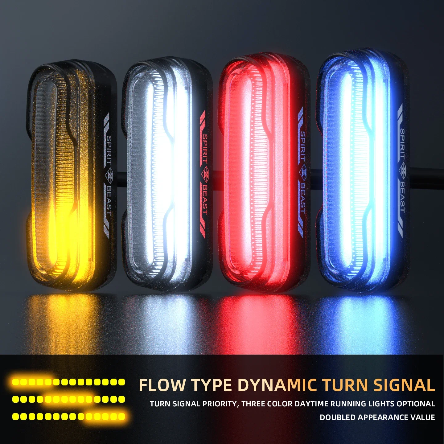 

Spirit Beast Motorcycle Turn Signal Kit: 12V LED Sequential Lights Universal Fit for Niu E-Scooter