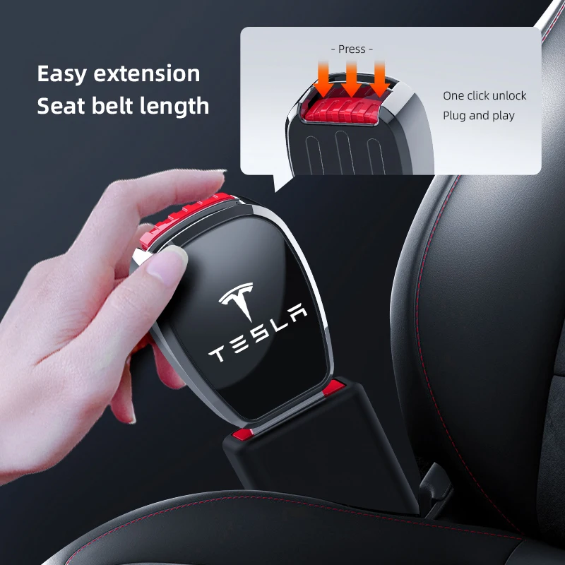 Car Seat Belt Clip Extender Safety Seatbelt Extension Plug Auto Accessorie For Tesla Model 3 Y S X Juguete Roadster Coil Bonina