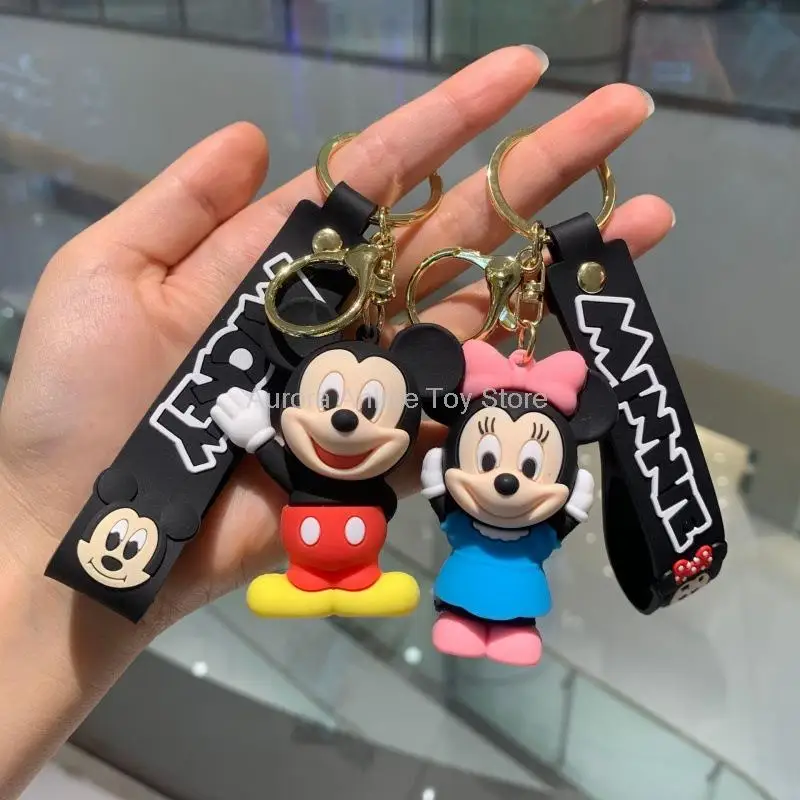 Wholesale Kawaii Anime Cartoon Disney Keychain Mickey Mouse Minnie Donald Duck Piglet Key Chain Model Kids Toys Children Gifts