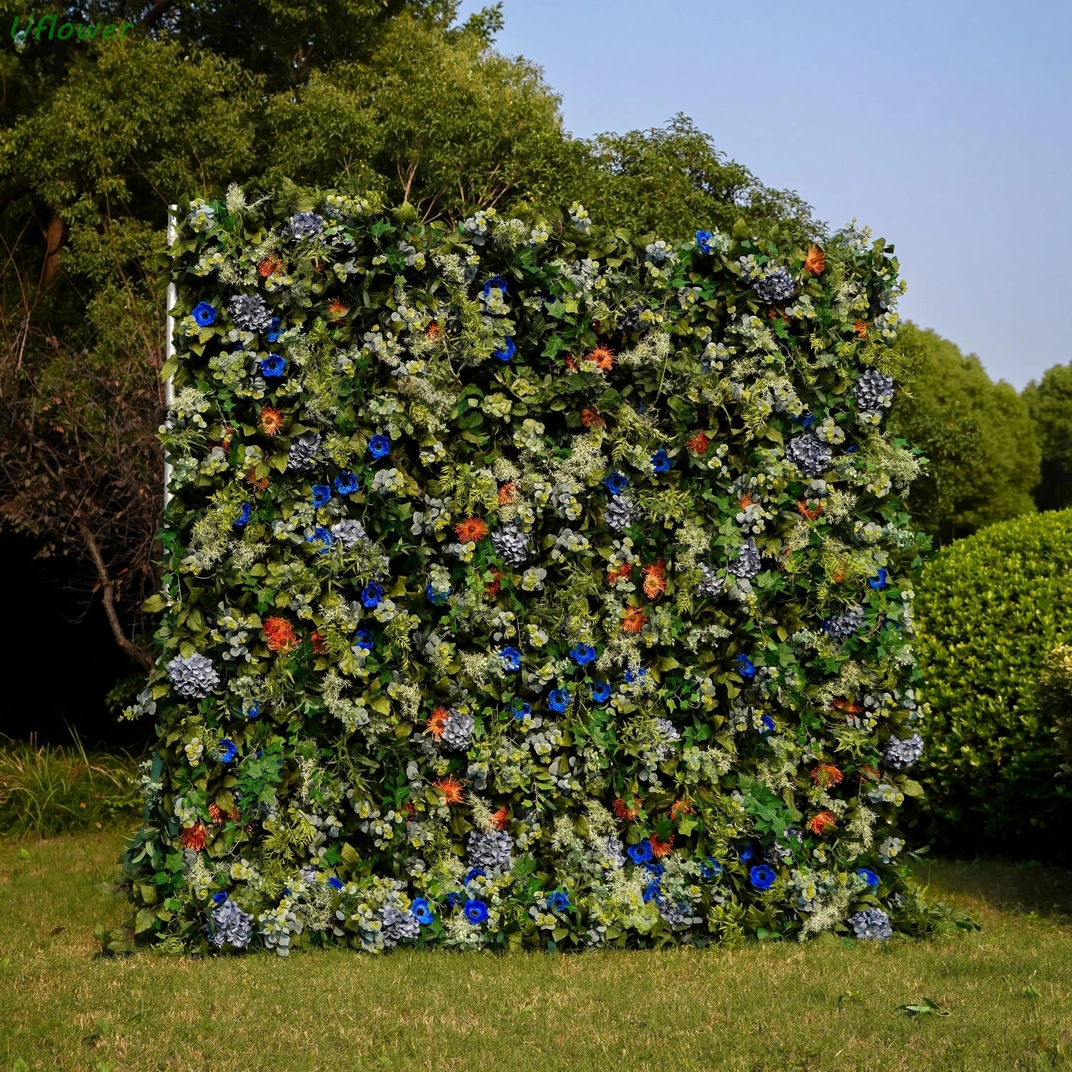 

Uflower Green Leaves Flower Wall Roll-Up Fabric Artificial Floral Backdrop for Wedding Event Party Decorations Curtain