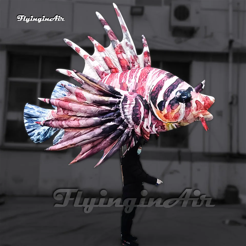 

3m Length Moveable Inflatable Lionfish Puppet Parade Sea Animal Balloon Walking Blow Up Tropical Fish For Stage Show