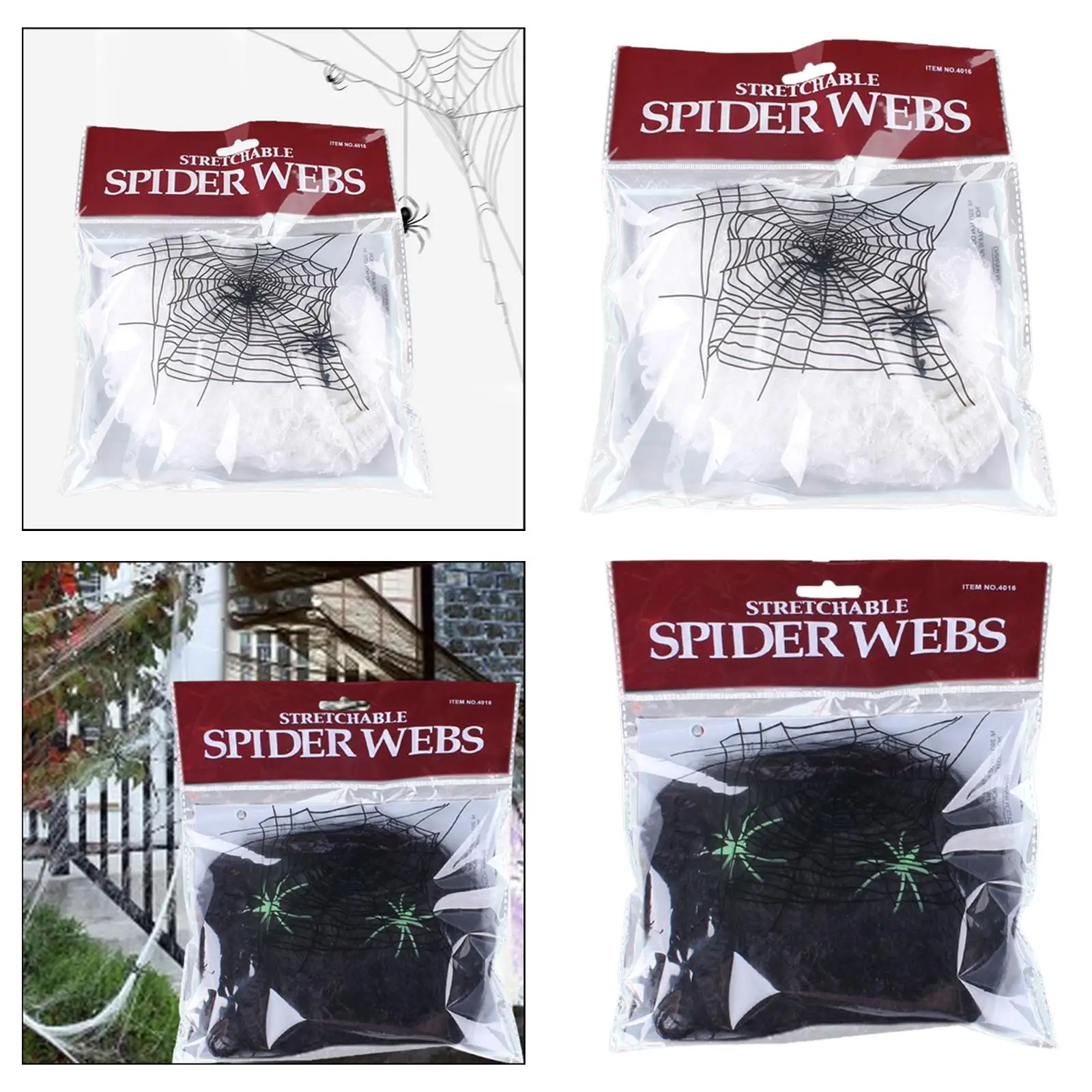 Toile d'Araignée Extensible pour Halloween, Accessoire de Décoration