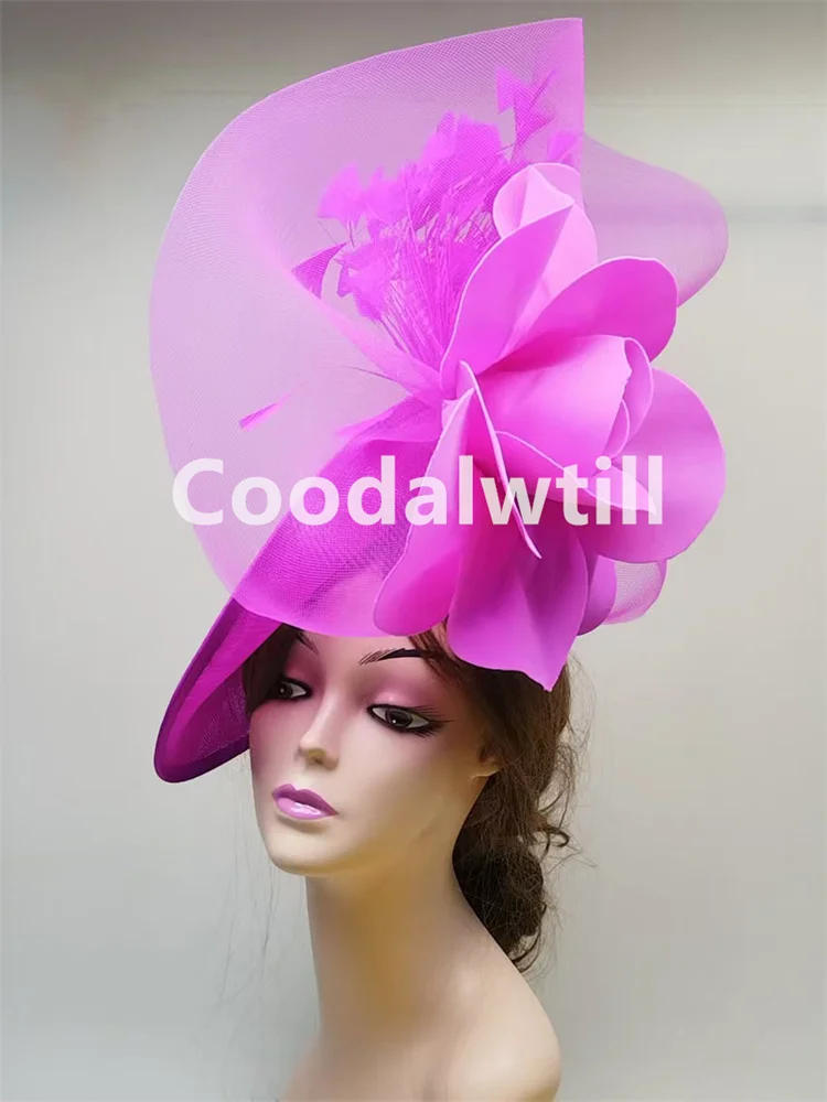 Kentucky Derby Big Fascinator Hat Women Party Church Pillbox Fascinator Headband Big Flower Chapeau Cap Ladies Wedding Millinery