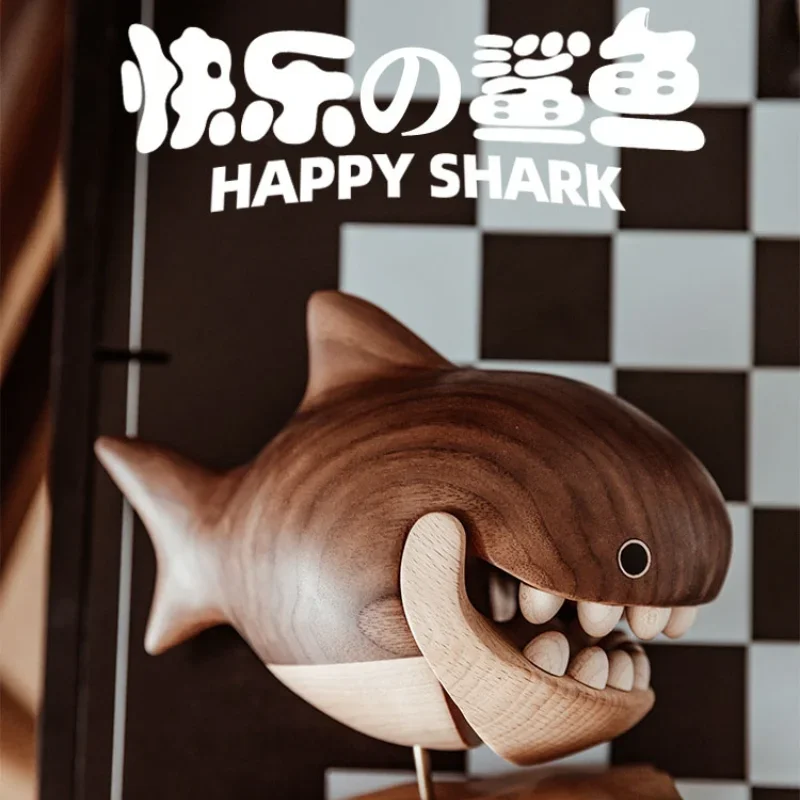 Shark Baby Teeth Box Wood Workshop Teeth Storage Children Boys and Girls Commemorative Decoration Home Decorative Creative