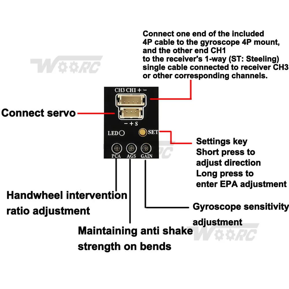 

NEEBRC RX-G7B 3 Axis Gyro RC Car Drift Stabilizer Gyroscope CNC Metal Case 4.8-10V for RC Racing Car Vehicle Boat Model Parts