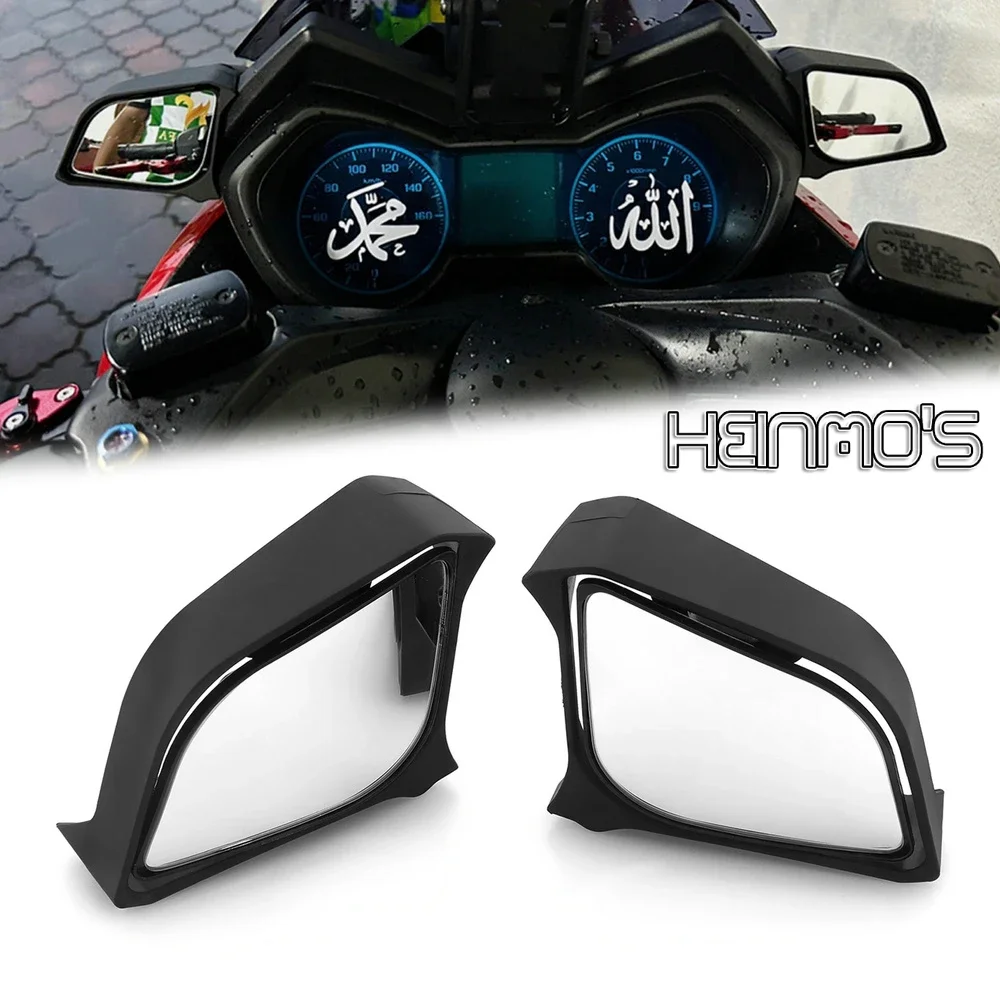 For YAMAHA XMAX 250 300 400 2017-2022 Side Mirrors Convex White Lens Rear View Mirror with ABS Modification Holder