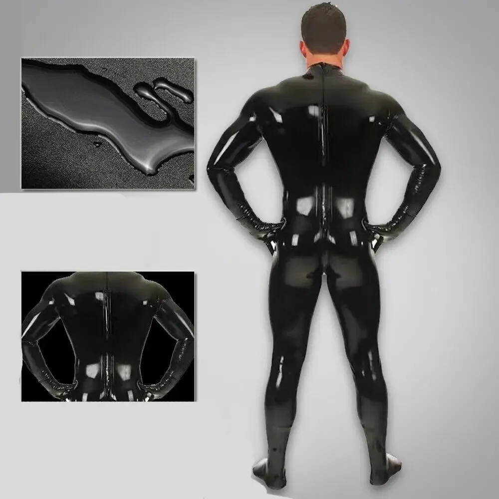 

fetishism Shiny Latex Ammonia Catsuit with Hood Glove and Socks Zipper Full Bodysuit Jumps