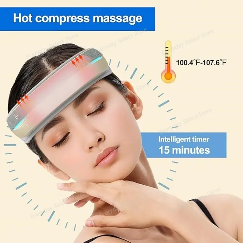 Air Pressure Head Massager, Electric Heating Compress Bluetooth Music Massage Device Stress‑Relief Smart Sleep massager