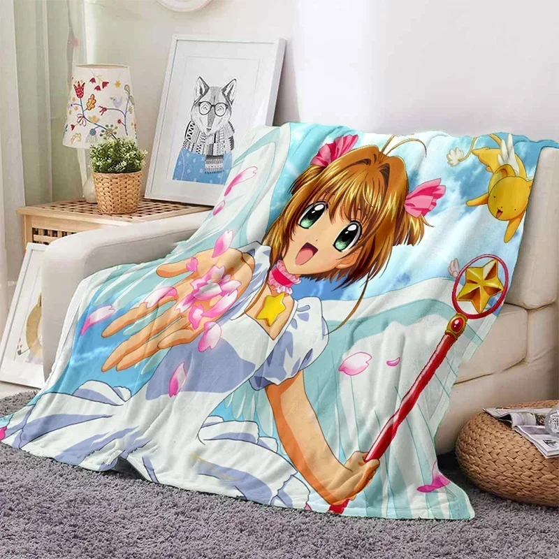 

3D Print Anime Card Captor Sakura Soft Plush Blanket, Flannel Blanket Throw Blanket for Living Room Bedroom Bed Sofa Cover