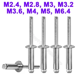 3-10Pc Pop Rivets Aluminium M2.4 M2.8 M3 M3.2 M3.6 M4 M5 M6.4 Dome Round Head Blind Rivets Shank Mandrel Exhaust Rivet Pull Nail