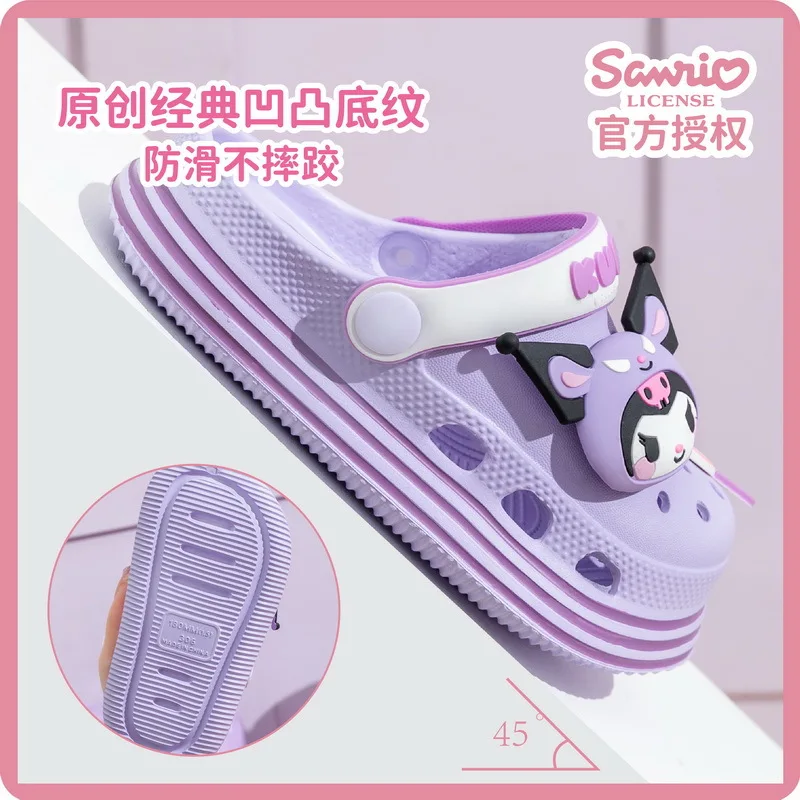 Pantoufles de plage en plein air pour filles, Kawaii Kuromi Cinnamoroll brûleur, Anime Hello Kitty, accessoires de dessin animé pour enfants et adultes, chaussures cadeaux