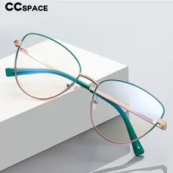 56273 Women Cat Eye Anti-Blue Light Computer Glasses Frame Spring Hinge Two Color Stitching Fashion Metal Optical Frames