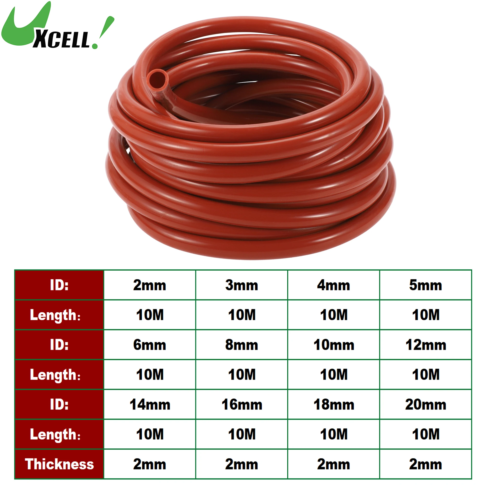 

UXCELL 10M Silicone Vacuum Tubing Hose High 2/3/4/5/6/8/10/12/14/16/18/20mm ID Vehicle Vacuum Line 130PSI Max Pressure Red