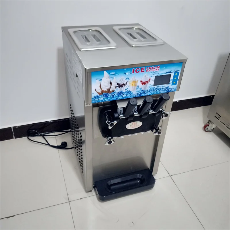 

Three Flavors Vertical Stainless Steel Soft Ice Cream Machine For Cold Drink Shops Yogurt Makers