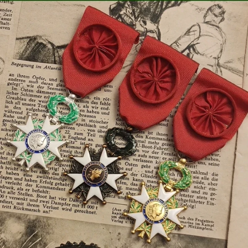 French Third Republic 1870 Legion of Honour Replica Medal, Légion d'honneur Badge With Rosette Ribbon French Histo Reproduction