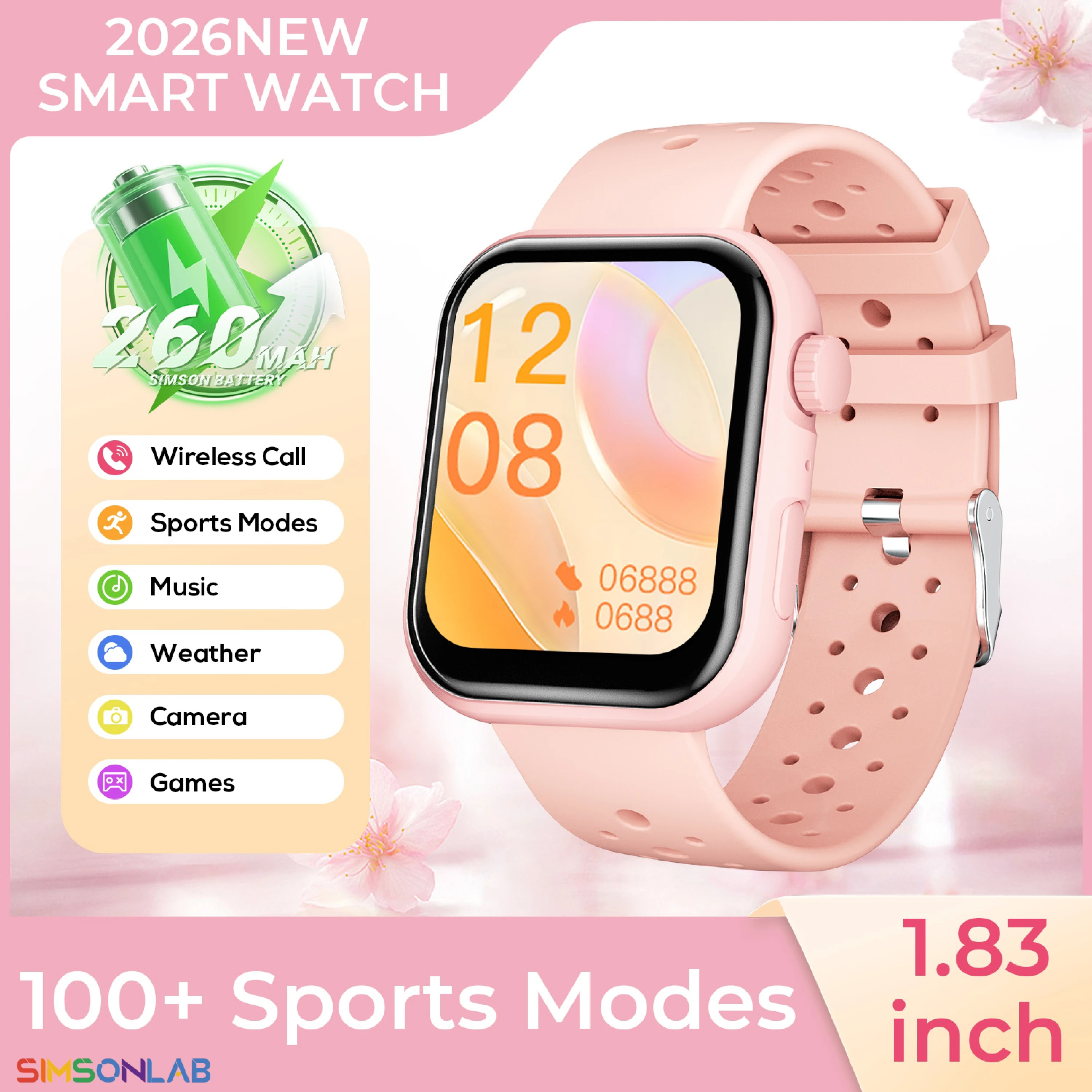 2026 New SmartWatch Bluetooth Call Music Sports Band Long Ba