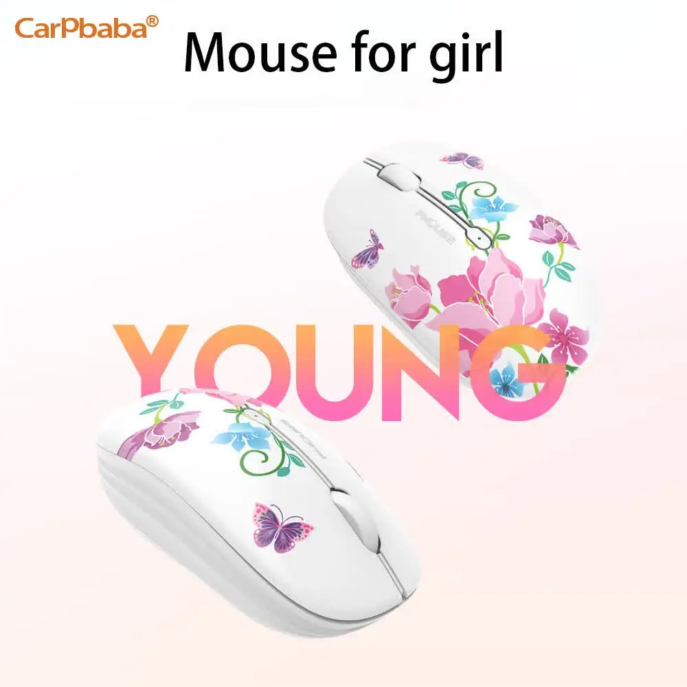 

Эргономичная беспроводная мышь Carpbaba AM101, 2,4G, милая оптическая мультяшная компьютерная бесшумная мышь с USB-приемником для девочек