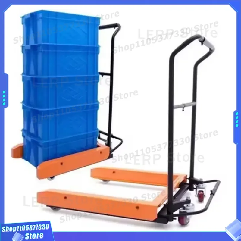 Manual Turnover Plastic Shopping Basket Trolley Four Wheeled Cart for Supermarket Warehouse Storage Heavy Duty Rolling Bin