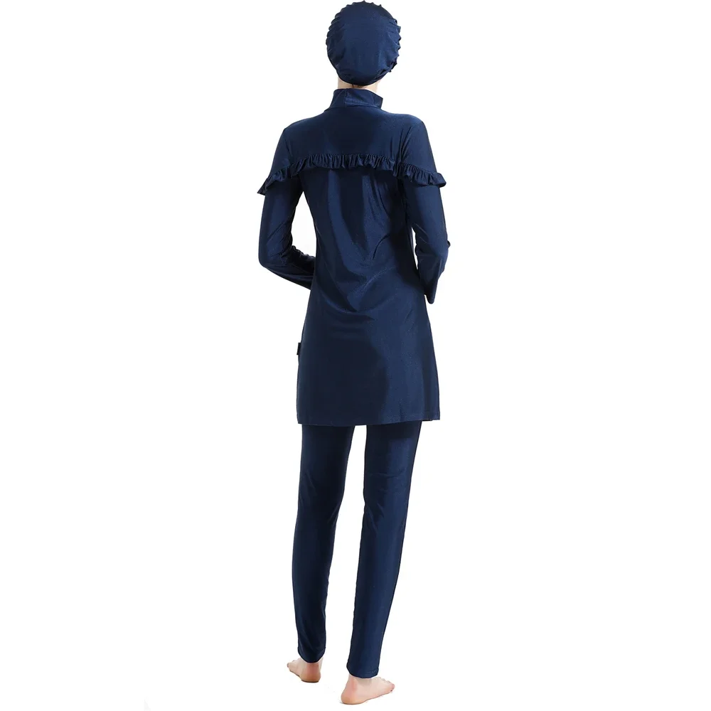 3 pièces modeste couverture complète musulmane Burkini femmes Islam maillot De Bain Hijab arabe conservateur crème solaire maillot De Bain Burkinis Maillots De Bain