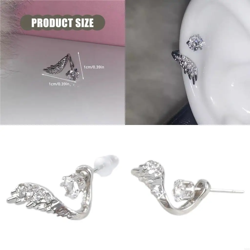 Нежный ангел крыло серебряного тона ушной костяной кости для женщин Стильные аксессуары для ушей y08e