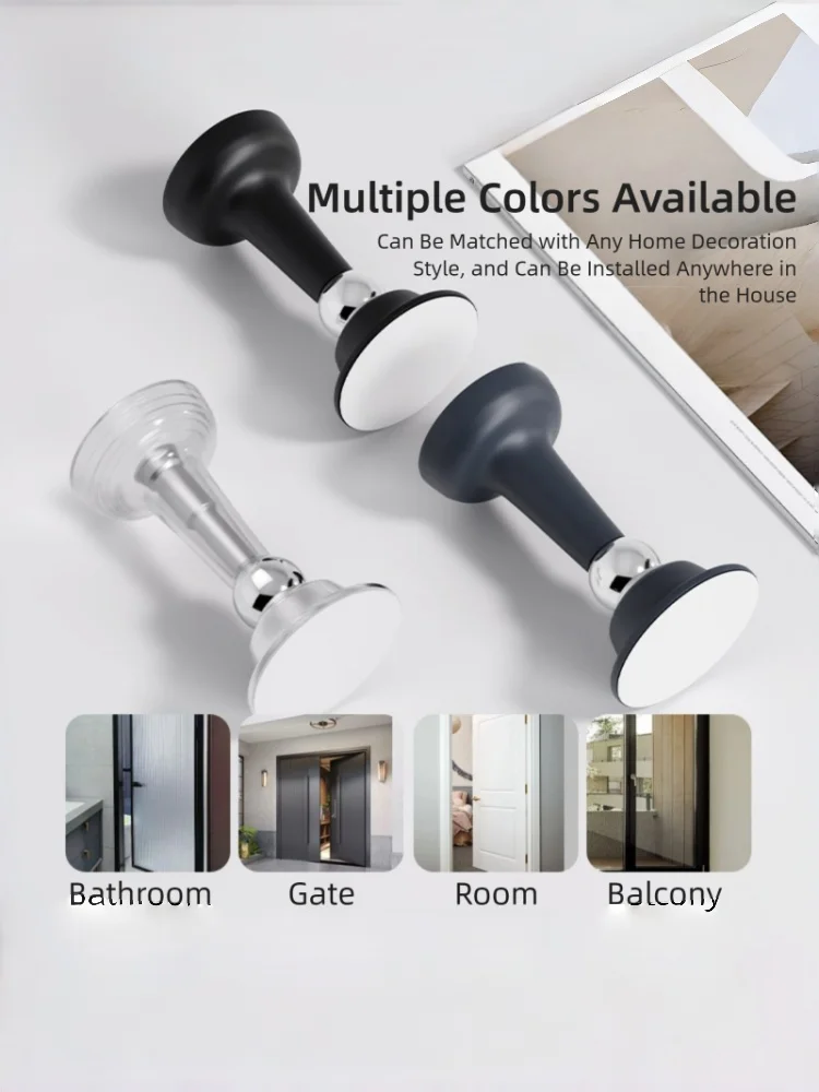 Türstopper ohne Bohren für Zimmer, Schlafzimmer, Tür, fester Wandschutz, Antikollisions-Haushalt, Silikon, starke Saugkraft, Bodenstopper