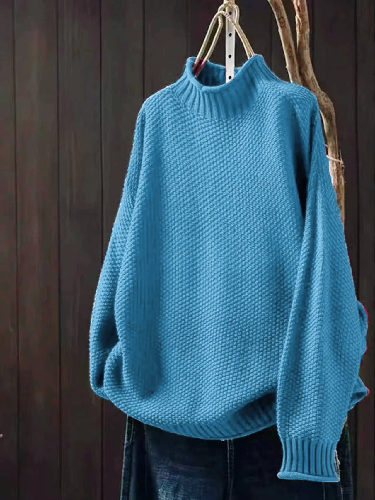 Damen-Pullover mit halbem Rollkragen und langen Ärmeln in Übergröße (Freizeitkleidung) ​ – Detail 13