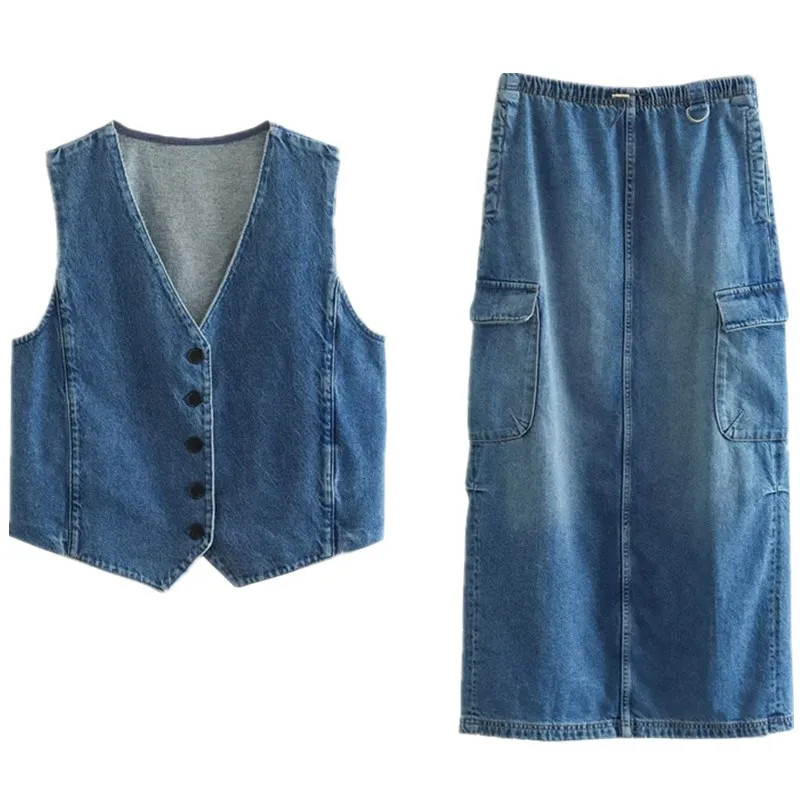 

Faionable Retro Workwear Sle High Waist Denim Skirt for Women Cotton Autumn New Arrival Ele Versatile Women's Dr