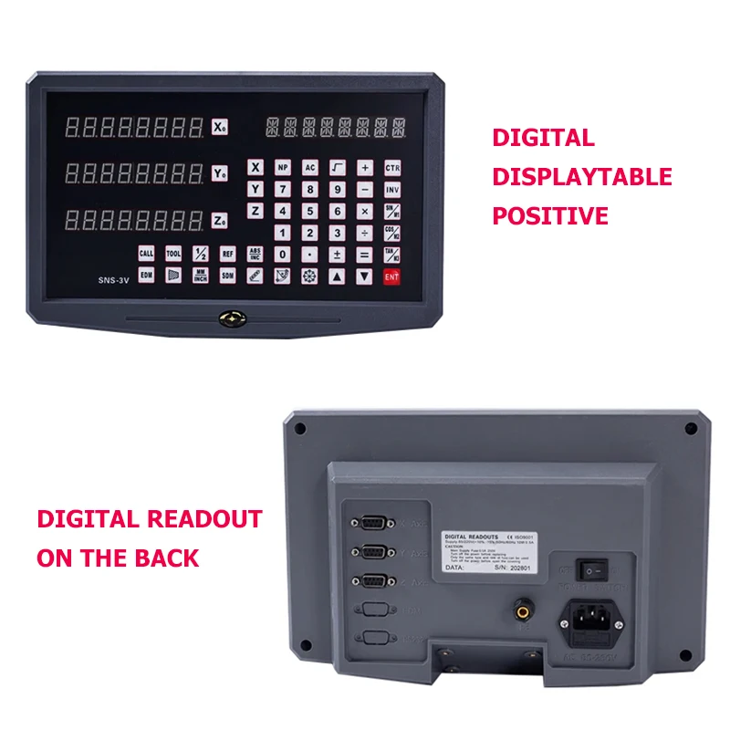 Tokarka frezarka SNS-3V wyświetlacz maszyna DRO odczyt cyfrowy AC110V/220V i 3 sztuki 0-1000mm enkoder przemieszczenia liniowego