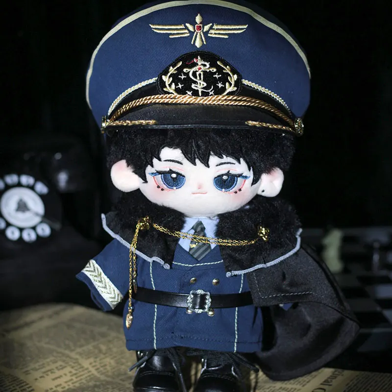 20cm Plush Toy Doll Clothes Air Force General Clothes Blue Military Hat Shirt Tie Cloak Coat Pants Boys and Girls Birthday Gifts