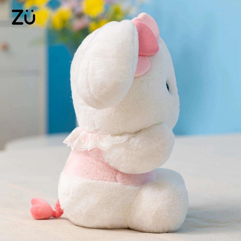 Kawaii Pink Rabbit Plush Toy Red Heart Lace Decor Adorable Bunny Pillow Plushies Dolls Valentine's Day Xmas Gift For Girls