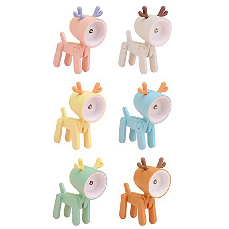 

6PCS Mini Night Light For Kids, Cute Little Lamp Deer Shape Portable Reading Book Lamps For Night Study Travel