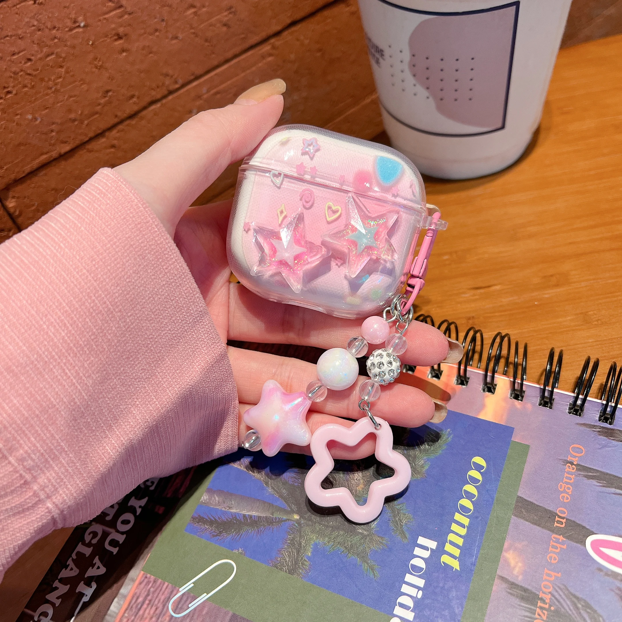 Für Airpods 1 2 3 4 Pro Pro 2 Pro 3 Fall Rendering Badminton Blumen Sterne 3D Puppen TPU Kopfhörer Fall Zubehör Abdeckung