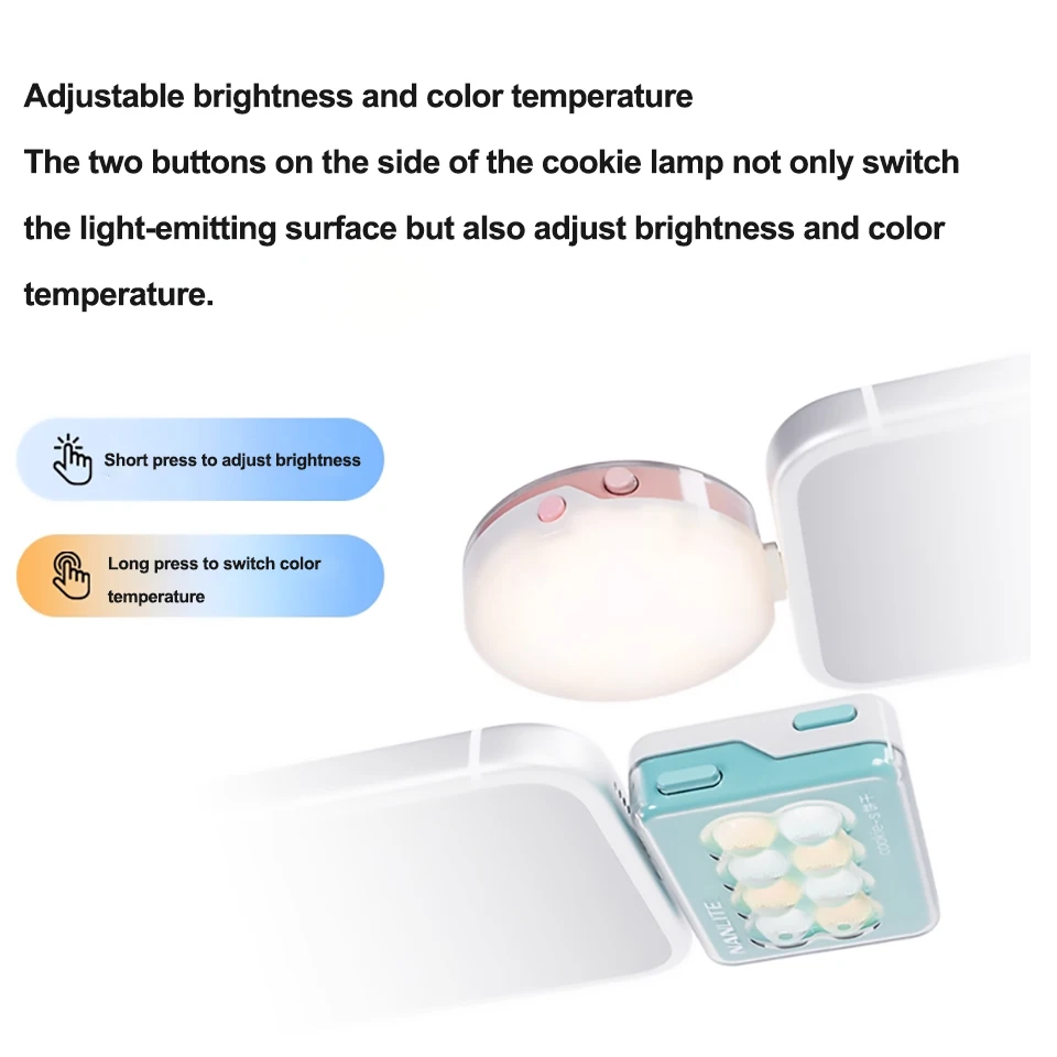 Nanlite Cookie Cookie-S 2.3w 3200-5600K ثنائي اللون صغير للتصوير الفوتوغرافي يملأ الضوء متوافق مع الهاتف الذكي Selife Fill Light