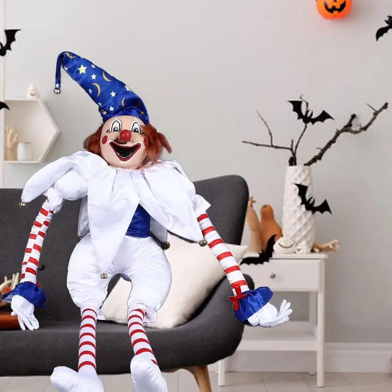 Halloween Clown Doll Scary Plush Doll Creepy Stuffed Animals Clown Plush Halloween Doll Ornaments For Holiday Decoration Kids